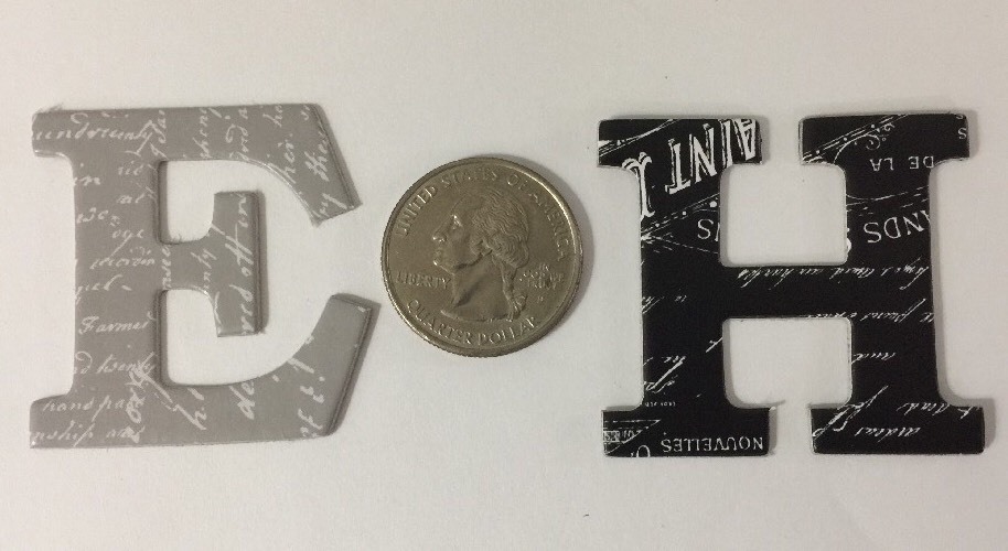 BLACK/GREY PRINTED CHIPBOARD LETTERS(52pc)Alphabet•Upper-Case•Label•Writing•Word