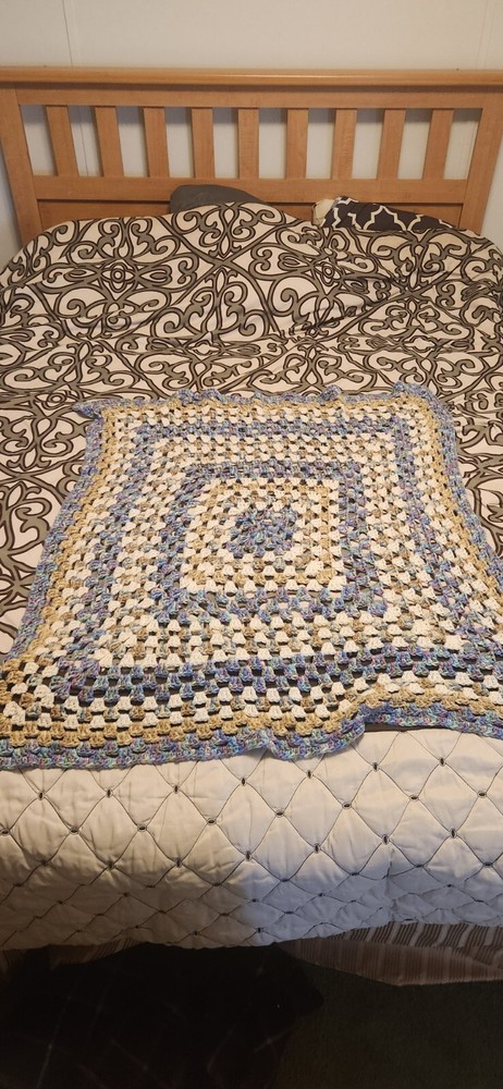 Vintage Small Crochet Afghan Blanket Throw Handmade