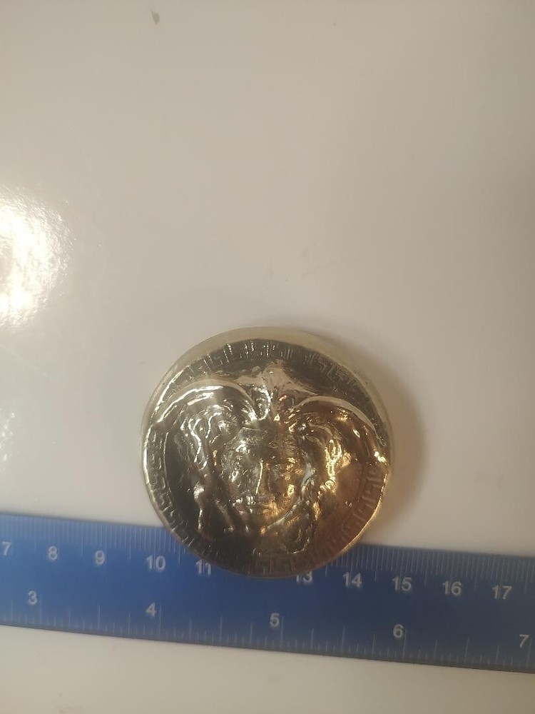 Handmade Solid Brass Medusa round 4.8 OZ