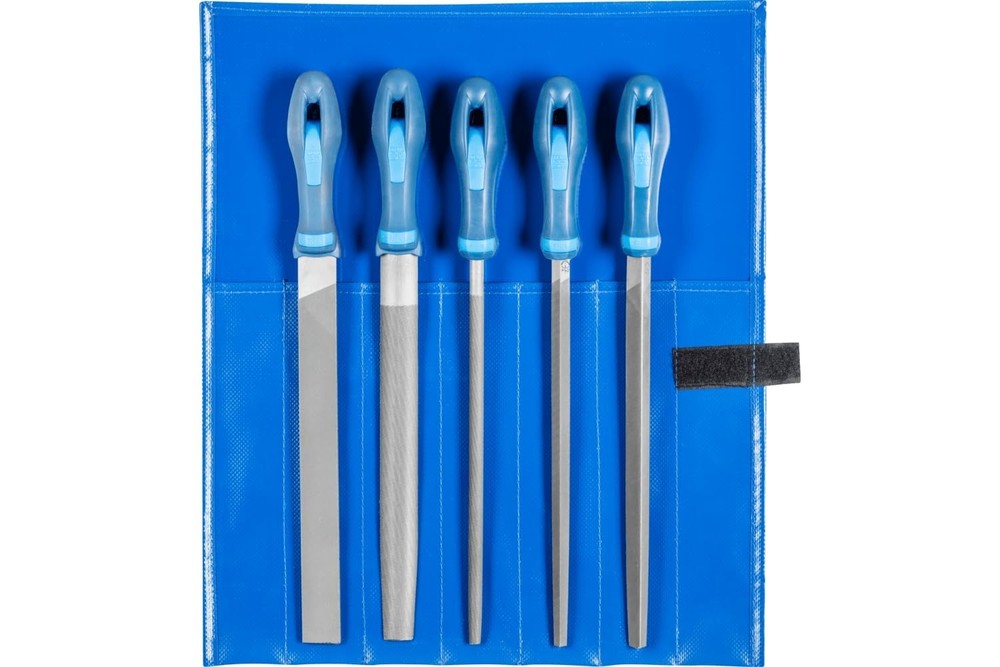 5pc 10" Machinists File Set - Hand, Square, Tapered, Half Round, Second Cut Tool