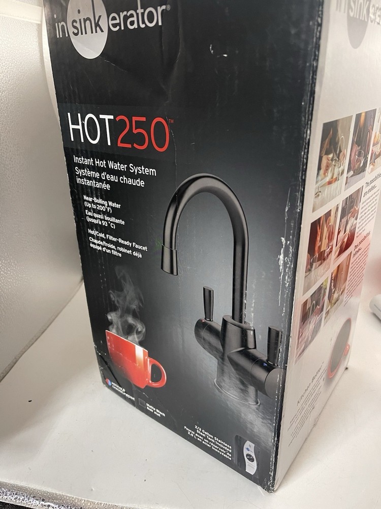 InSinkErator HOT250 Instant Hot Water Dispenser Single Handle Matte Black & Tank
