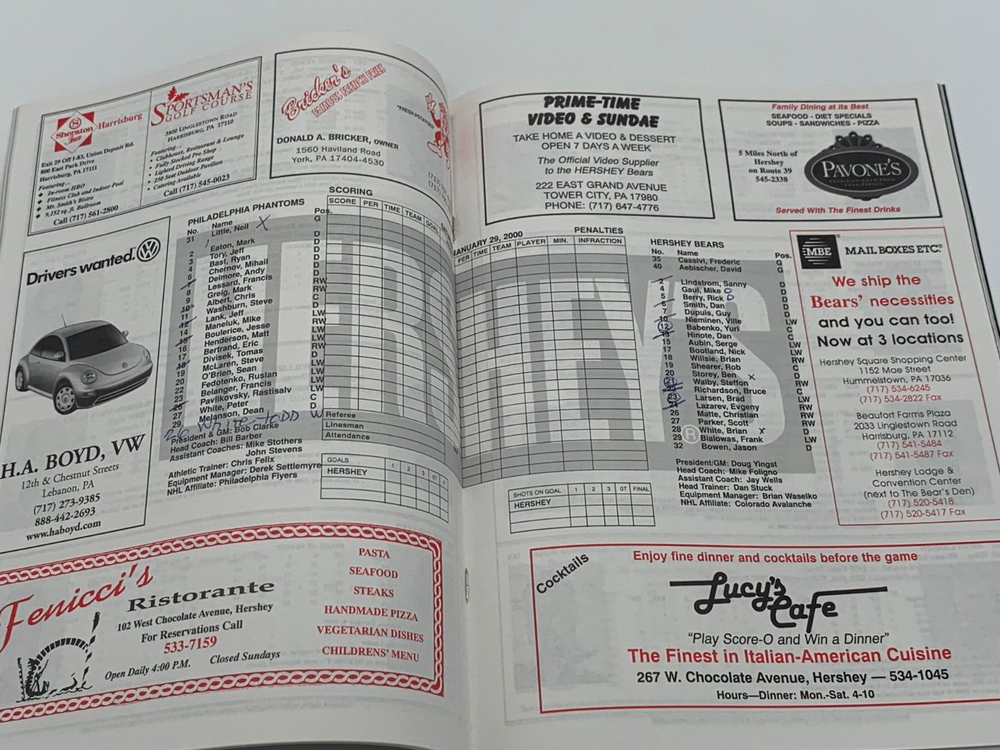 2000 Hershey Bears v Philadelphia Phantoms AHL Hockey Program 2/29