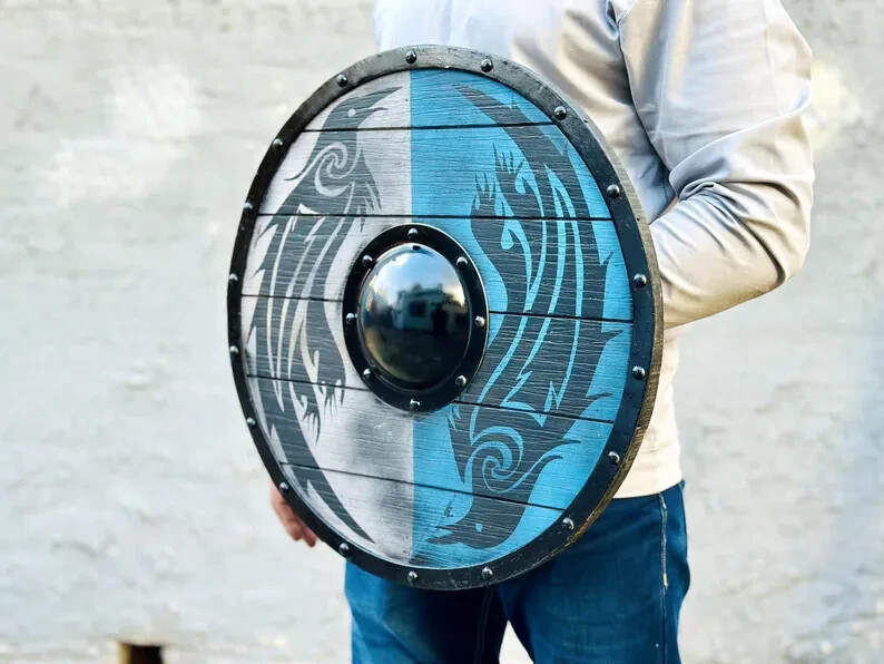 Medieval Viking Raven Eivor Valhalla Raven Authentic Battle-Worn Shield