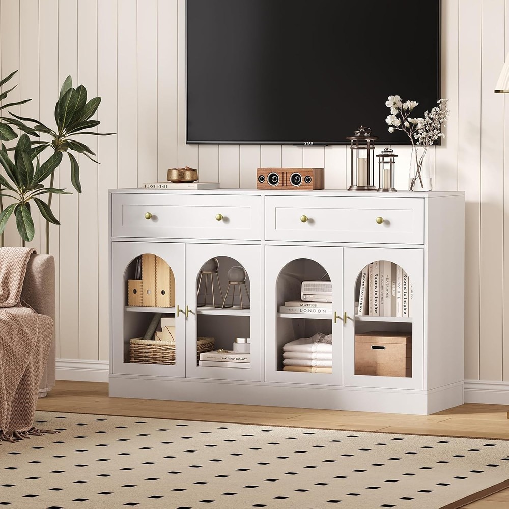 Modern 55" Sideboard Buffet Cabinet – Doors, Storage Drawers, Adjustable Shelves