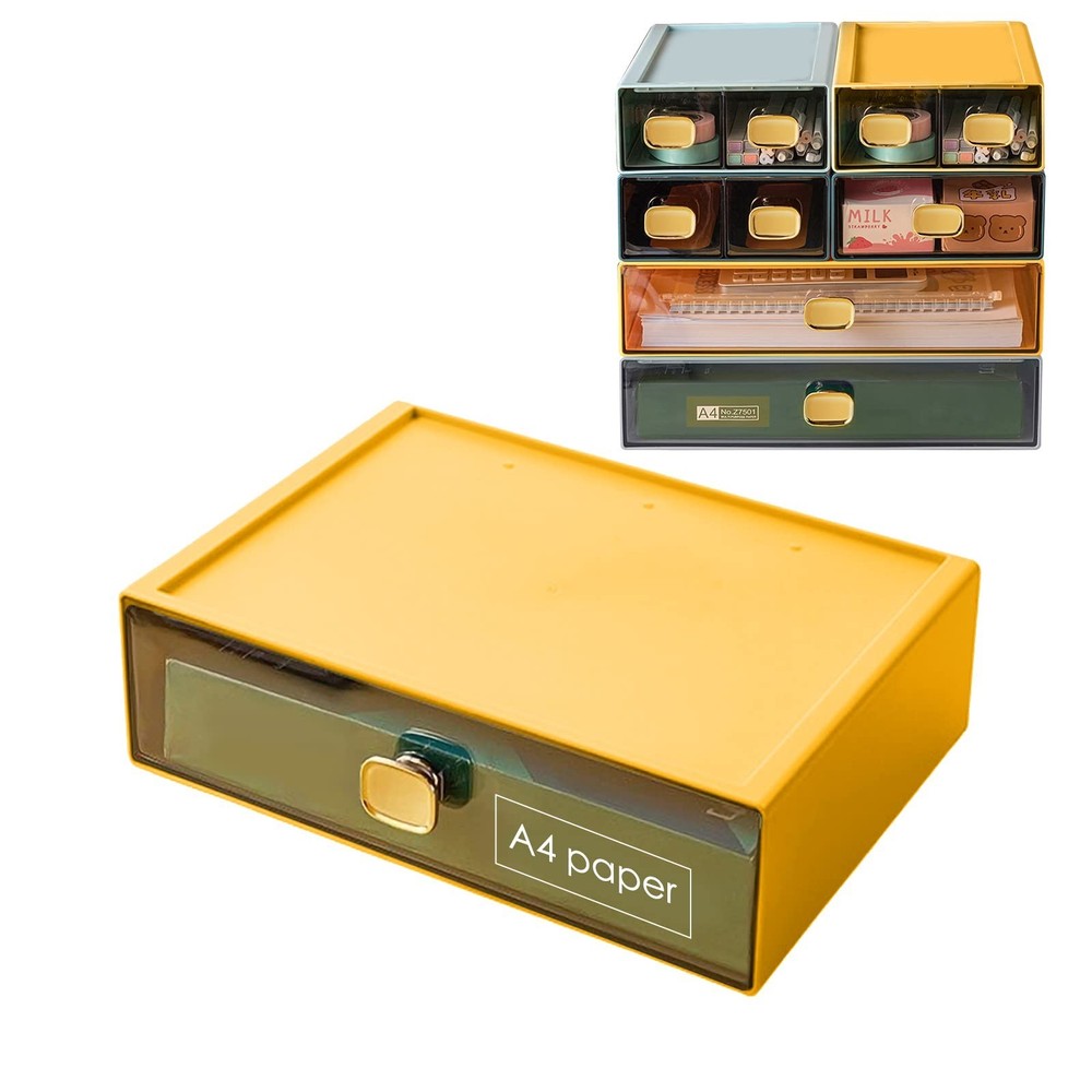 Stackable Desk Drawer Organizer 13''x9''x3.3'' Desktop Paper Organizer for Pr...