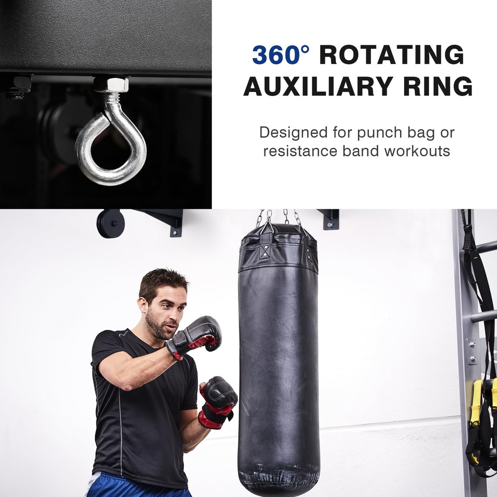 LIONSCOOL Multifunctional Wall Mounted Pull Up Bar with Pulley System (16"/24...