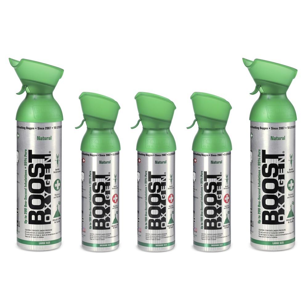Boost Oxygen 10L Canned Oxygen (2 Pack) & 5L Canned Oxygen (3 Pack), Flavorless