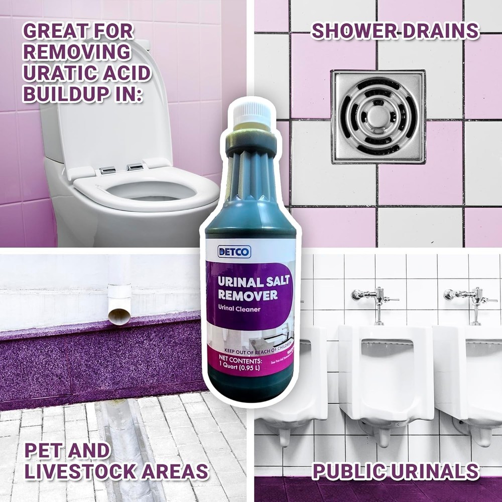 Urinal Salt Remover Concentrate - Powerful Odor Control & Rust Cleaner, 1 Quart