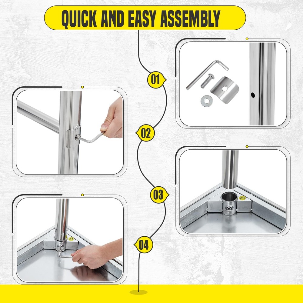 Heavy Duty Stainless Steel Work Table Prep Table Rust-Resistant for Restaurant