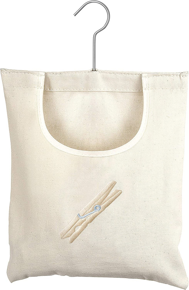 Whitmor Canvas Clothespin Bag Hanging Storage Organizer