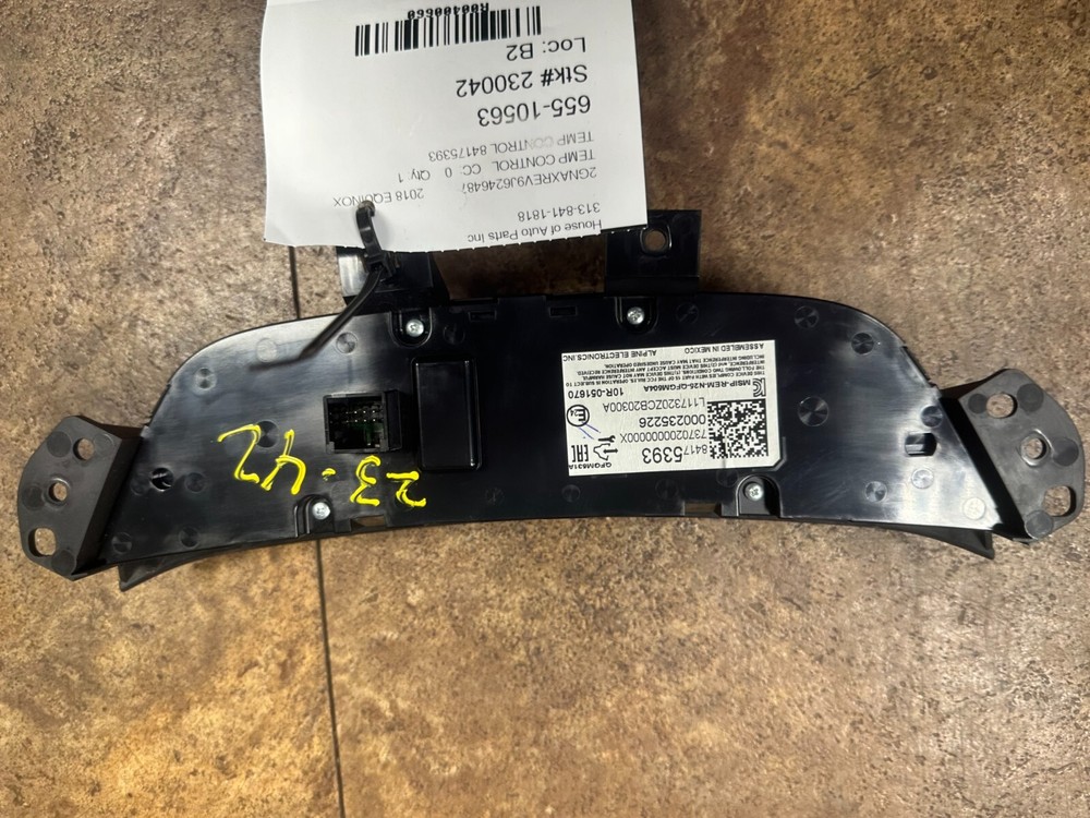 2018 CHEVY EQUINOX AC TEMPERATURE CONTROL PANEL ASSY OEM 84175393
