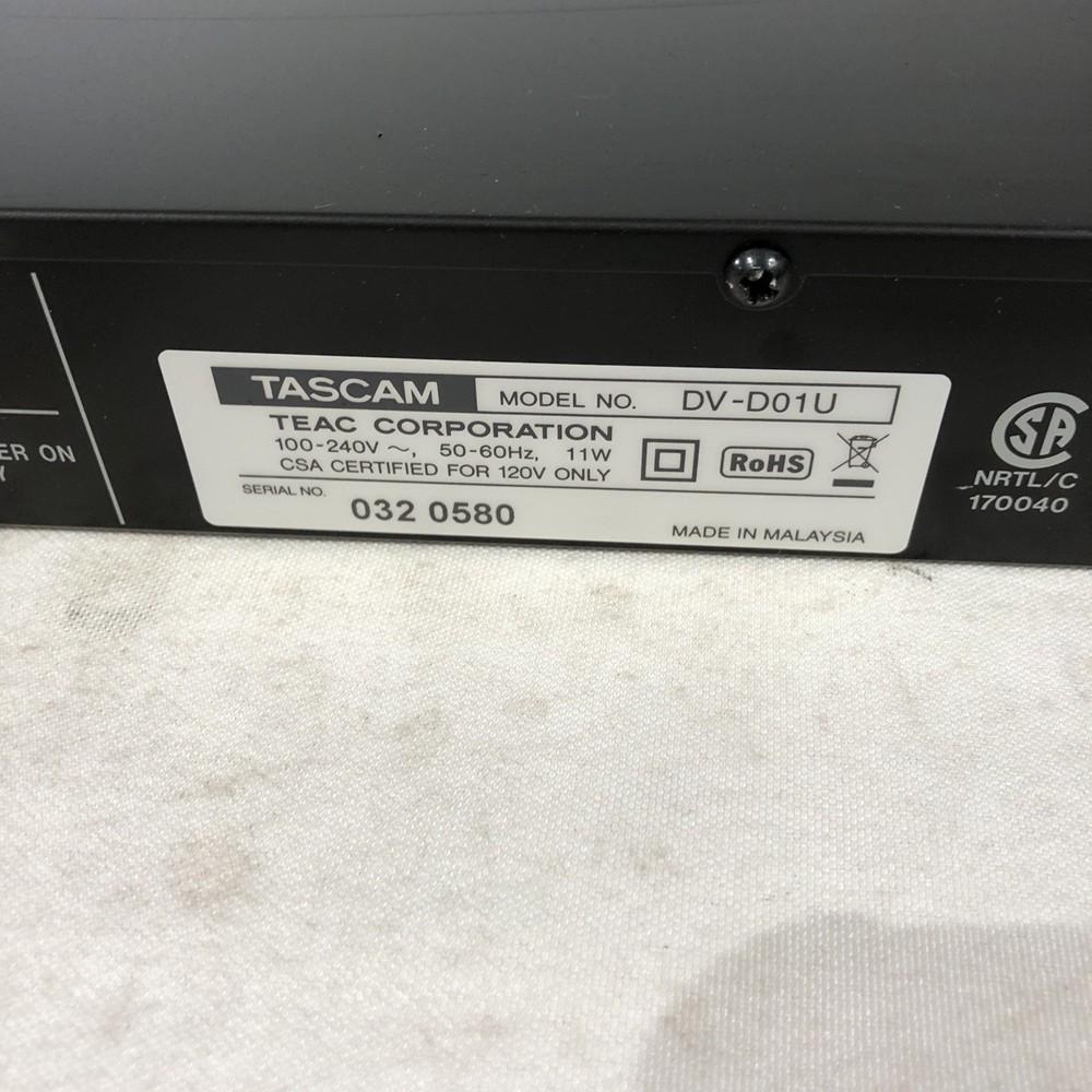 TASCAM DV-D01U Rackmount NTSC DVD Player, No Remote