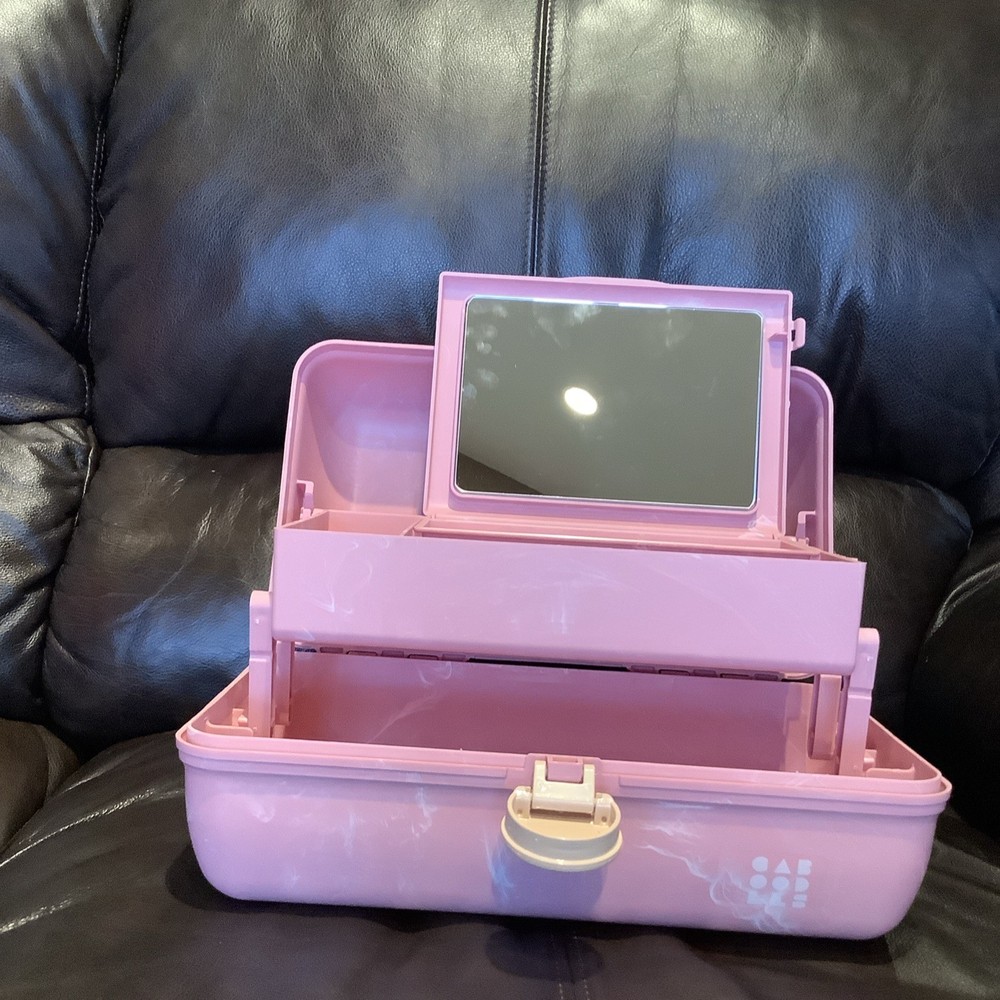 Caboodle Pink Plastic Vanity Case with Mirror Travel Storage Organizer Box