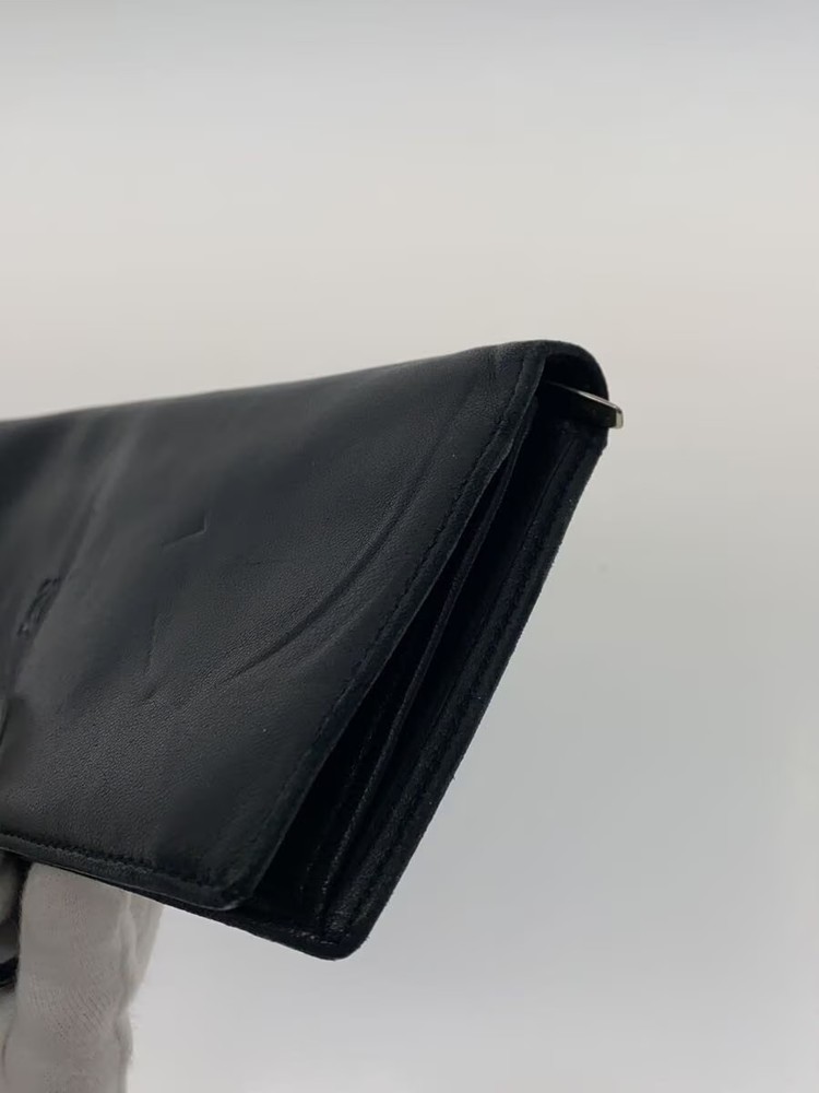 LOEWE Long Wallet Leather Black Plain Men's