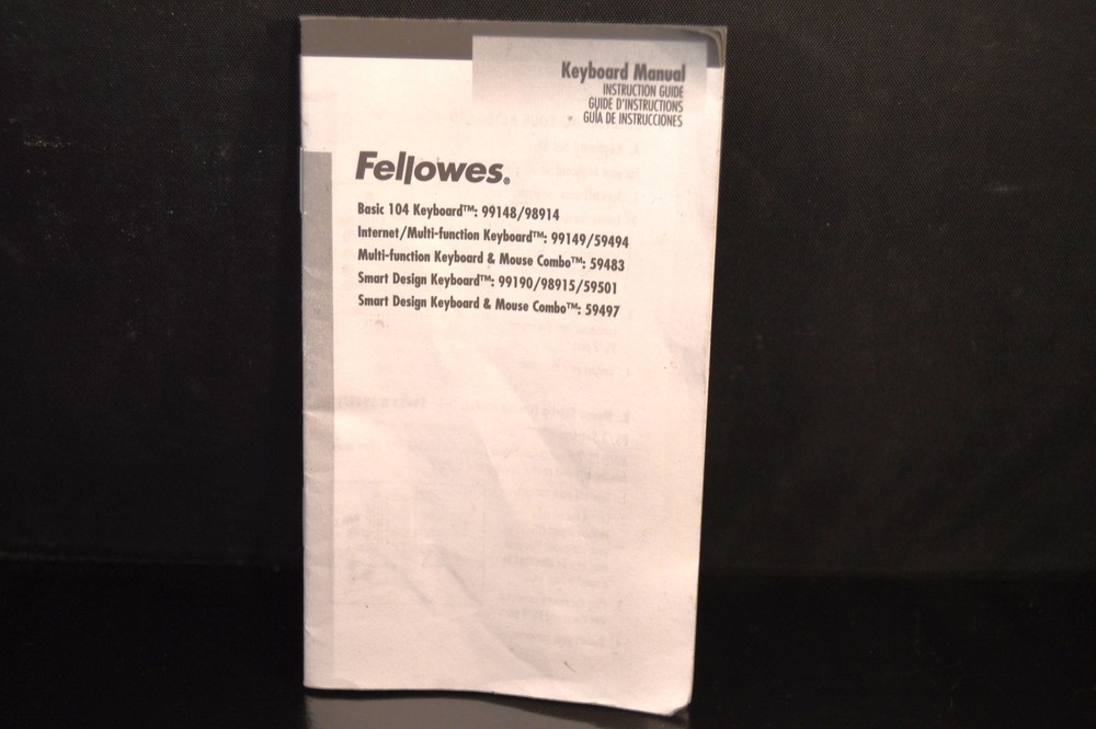 FELLOWES KEYBOARD MANUAL - Instruction Guide  Basic 104   99148/98914   computer