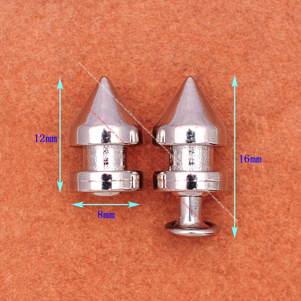 100X Biker Silver DIY Leathercraft Fast Cone Bullet Spikes Stud Rivet Rivetback