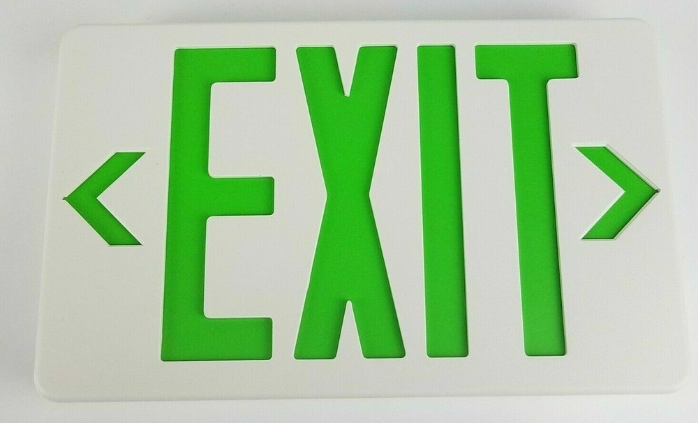 Monument Brand Green Led Exit Sign Alternative Security Battery Backup 617066