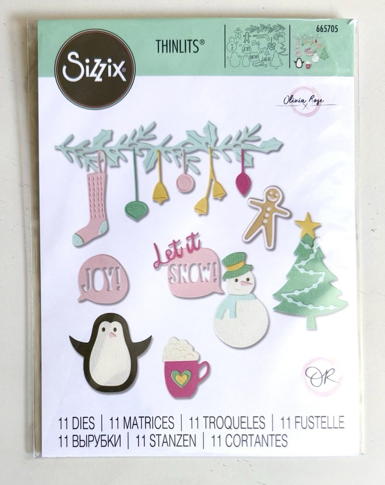 Sizzix Thinlits CHRISTMAS JOY Die Set - 665705 - NEW - 11 Dies - Oliva Rose