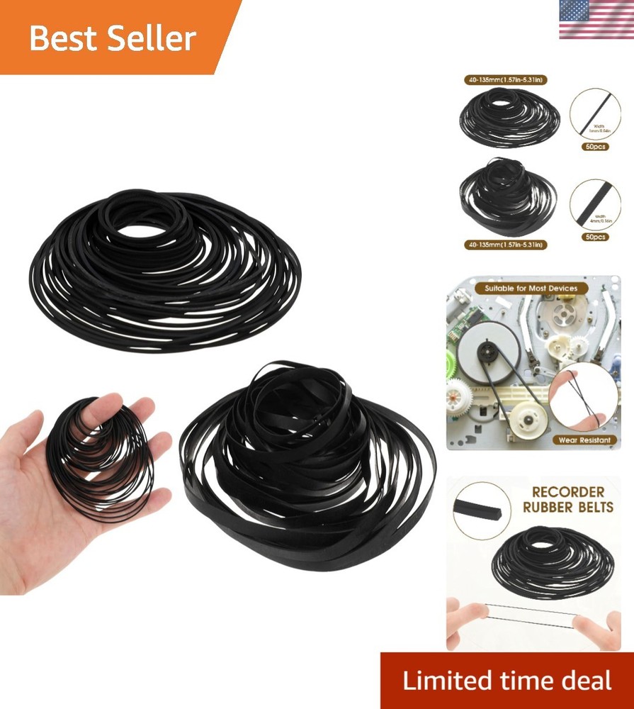 100  Rubber Belts for Cassette Player Repair - Smooth & Reliable Function