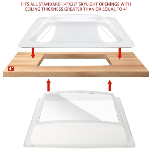 RV Skylight Replacement Bundle,18" x 26" Skylight Outer Dome Fit 14" x Clear