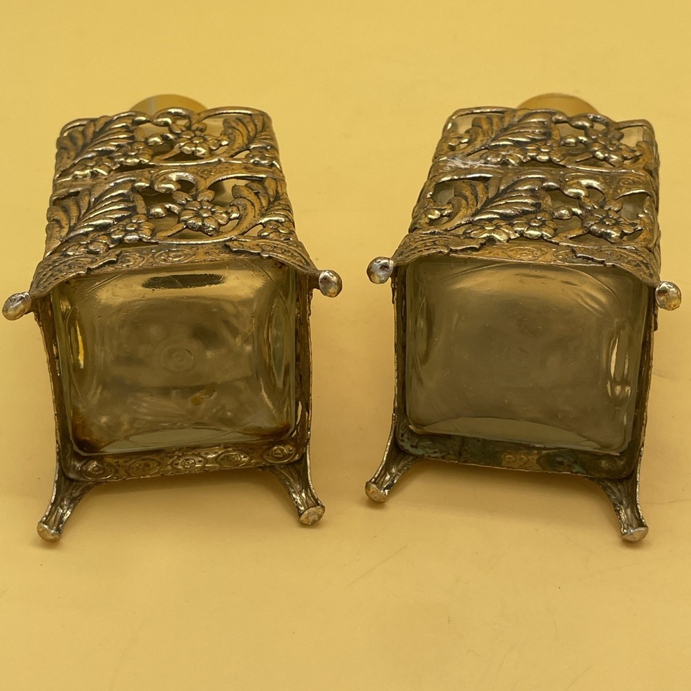 Vintage Regency Styled Vanity Set Trinket Box/2 Cologne Bottles!