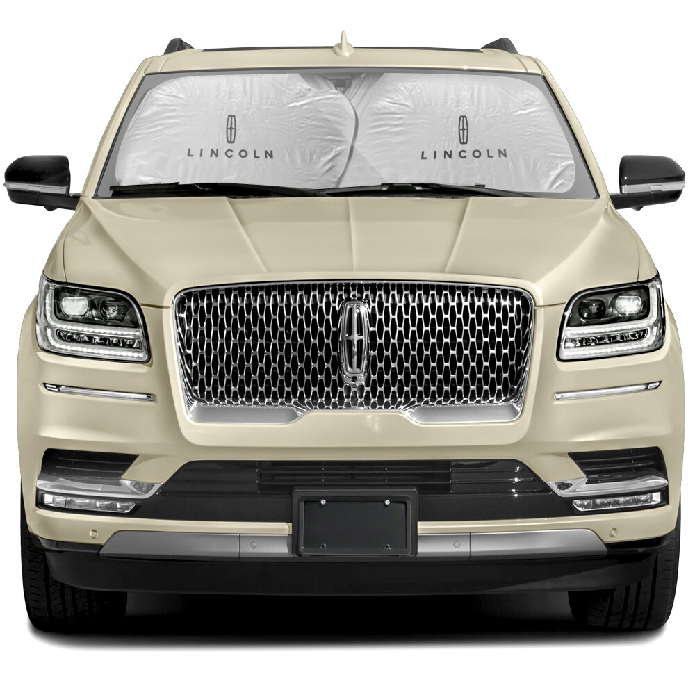 Lincoln Logo Dual Panels Easy Folding Windshield Sun Shade