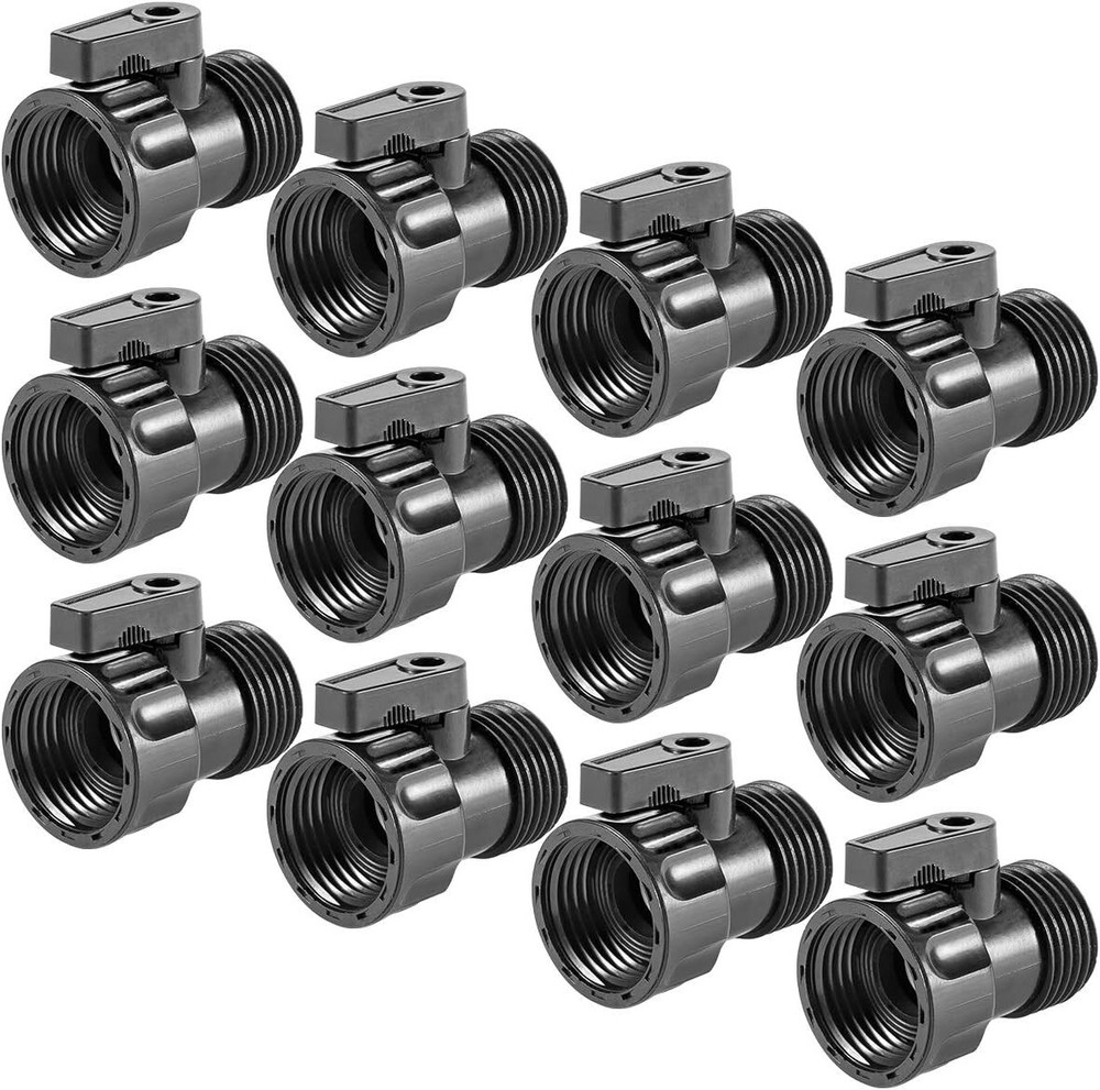 12 Pack 3/4'' Plastic Garden Hose Shut off Valve Thread Connector Coupling