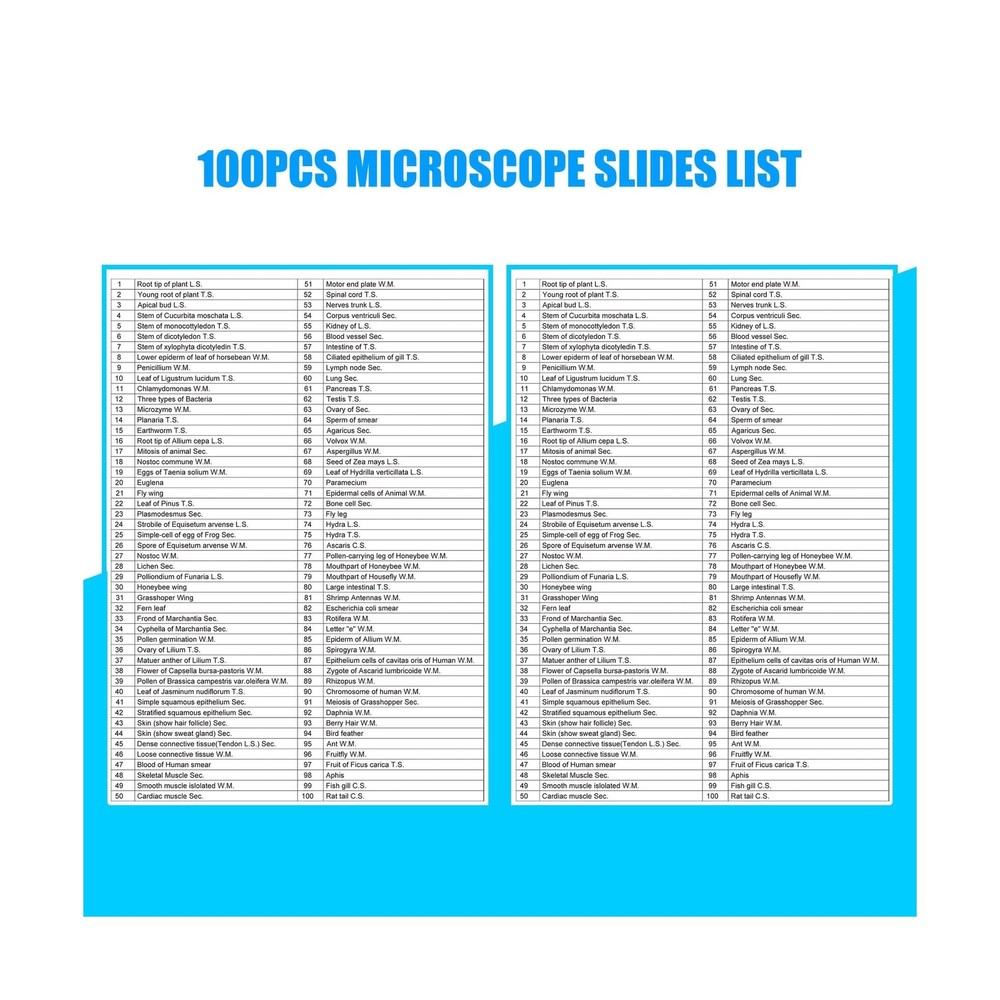Microscope Slides, 100 Pcs Prepared Microscope Slides with Specimens for Kids...