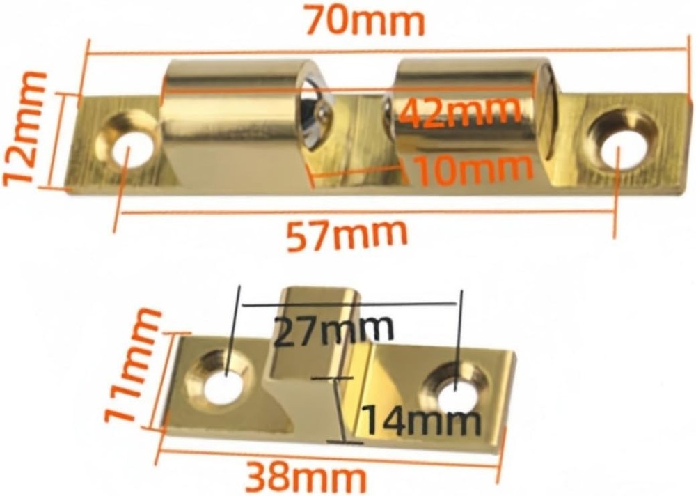 Double Ball Tension Roller Catch Latch, 2"/ 70mm Solid Brass Hardware Fitting...