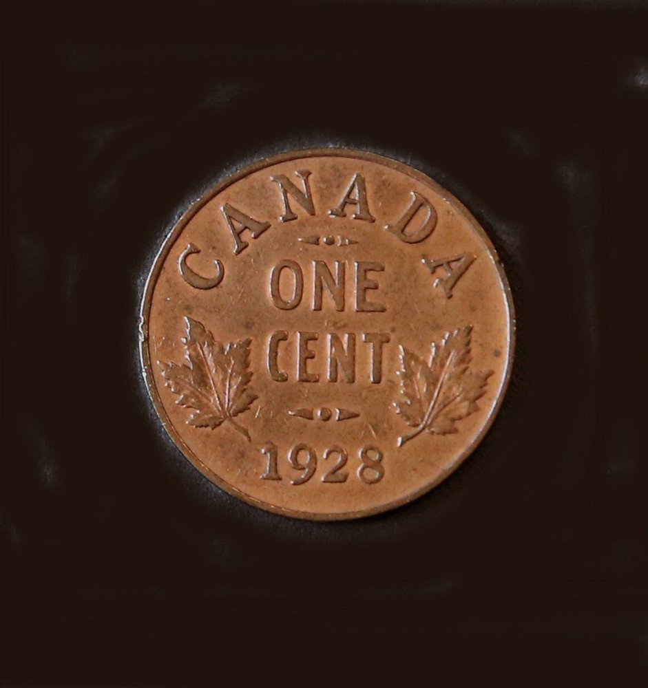 1928 Canada Cent, In Card Flip-Free Ship