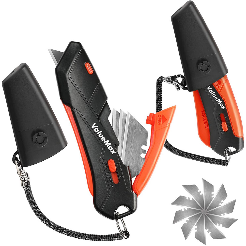ValueMax 2-Pack Box Cutter Knife, Self-Retracting 3-Position Locking Blade