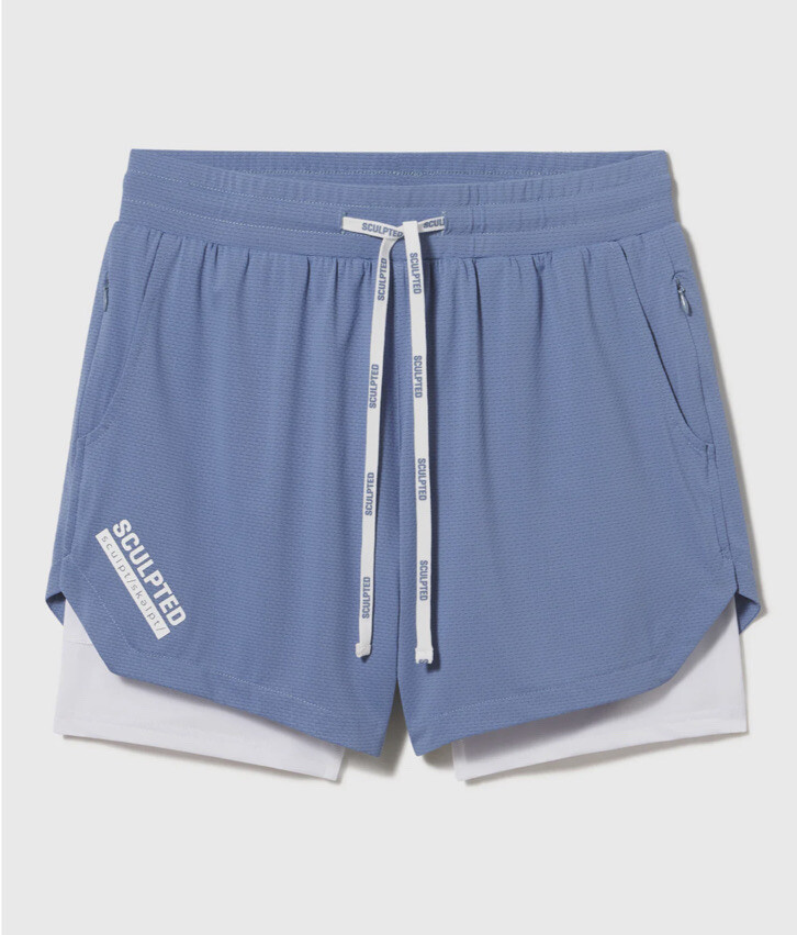 SCULPTED Platho Lined Athletic Training Shorts Mens Size Large Light Blue