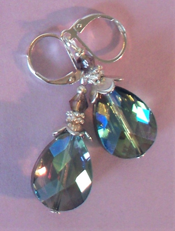 colorized CHUNKY CRYSTAL drops Lever back handcrafted SP YOU CHOOSE
