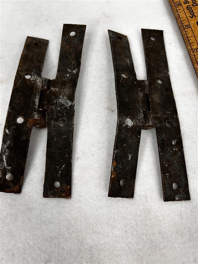 antique hinges pair H hand made iron 5.5 long need work original