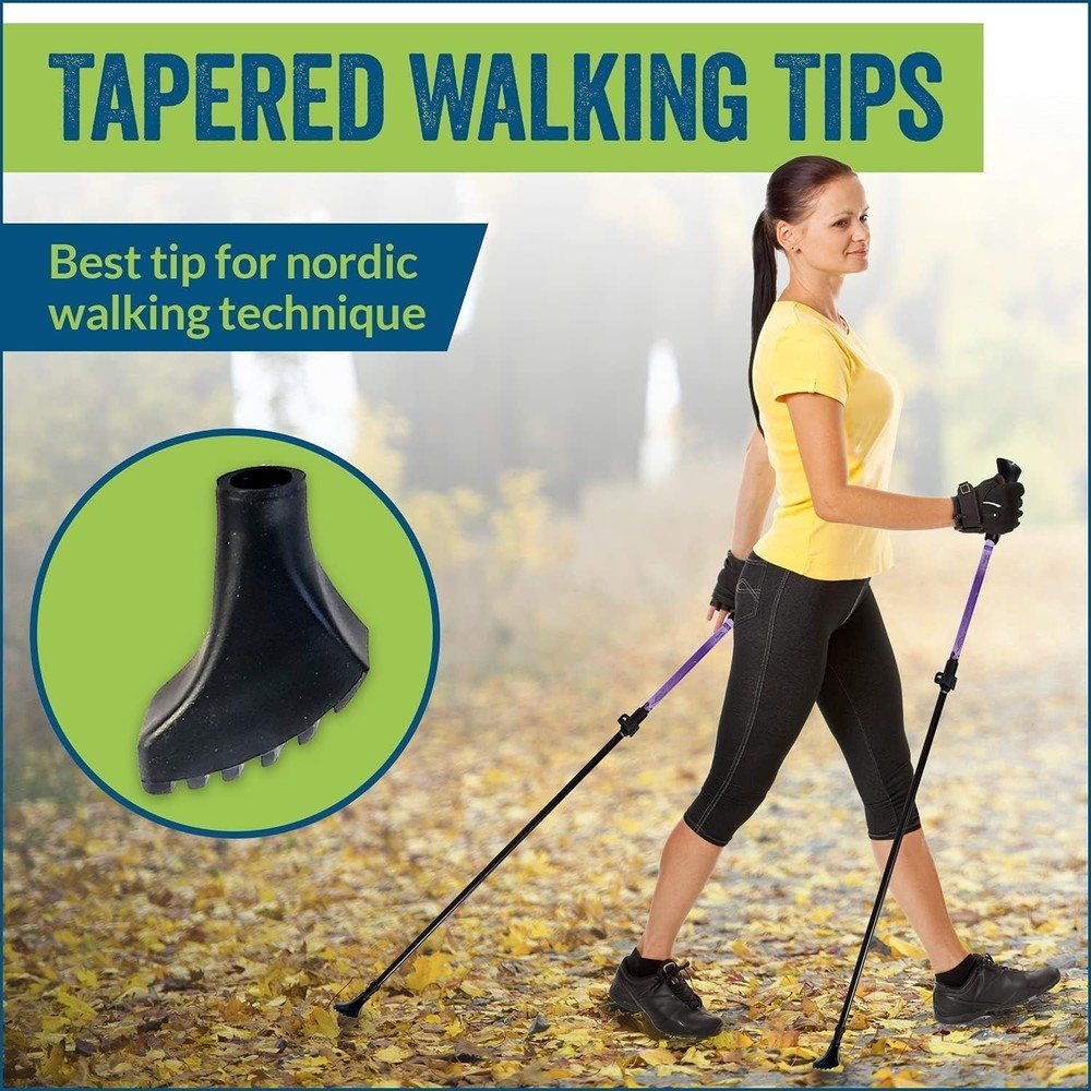 Universal Fit 4 Pack Trekking Pole Tips – Durable Rubber for All Walking Styles
