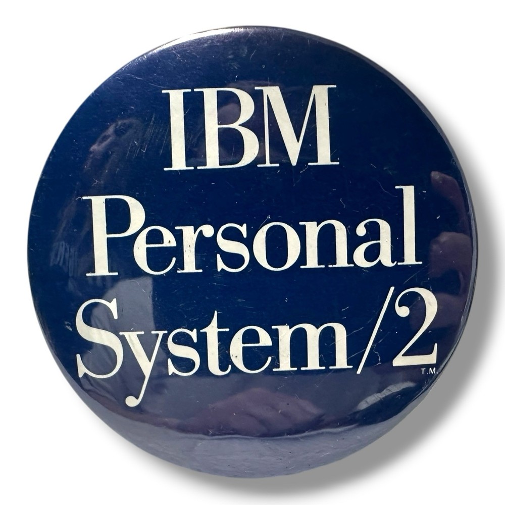 Vintage Computer Tech Pin IBM Personal System/2 Badge 3" PS/2 Button Pinback