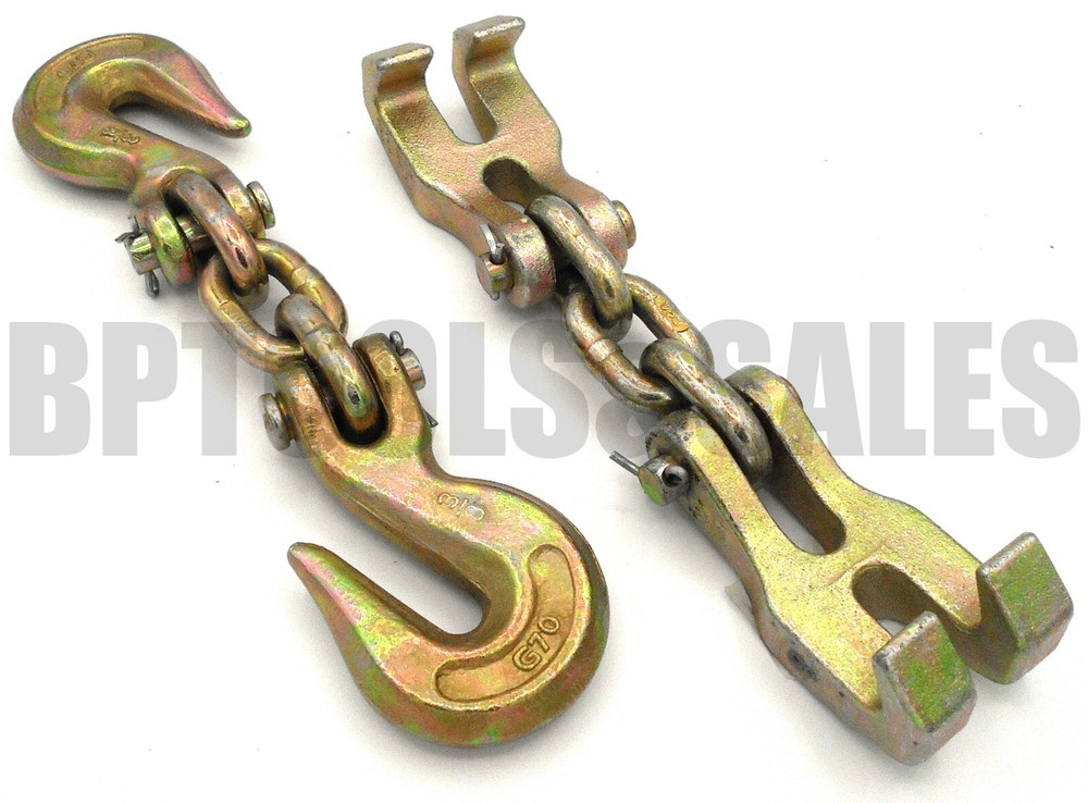 2pc SET Double Claw Hook Chain  & Double G70 Hook Chain  Pull Auto Body Repair