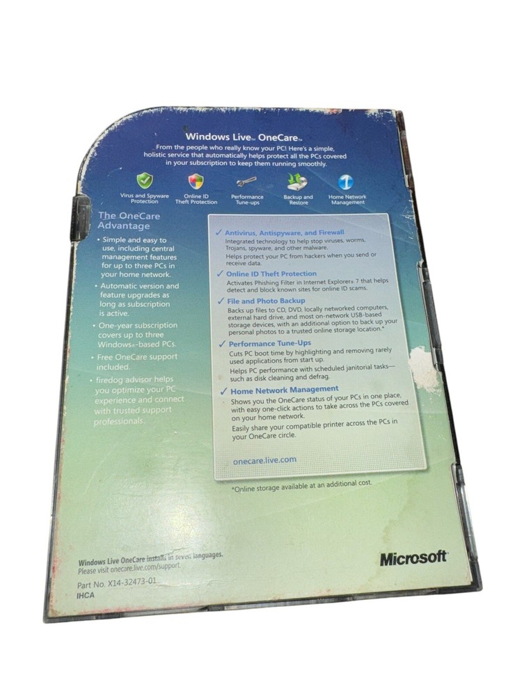 Microsoft XP + Vista 32-Bit PC + Windows Live One Care