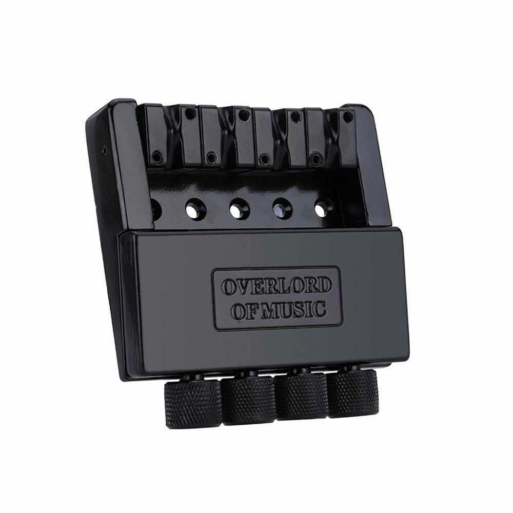 4 String Headless Electric Bass Tailpiece Bridge set Fixed Hardtail Saddle Black