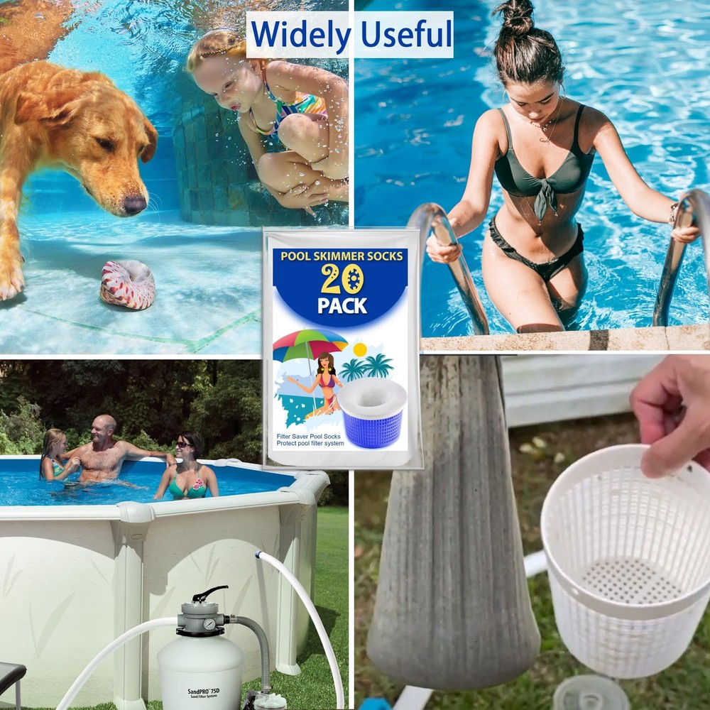 Skimmer Socks 20 Pack Reusable Filter Socks for Skimmer Baskets