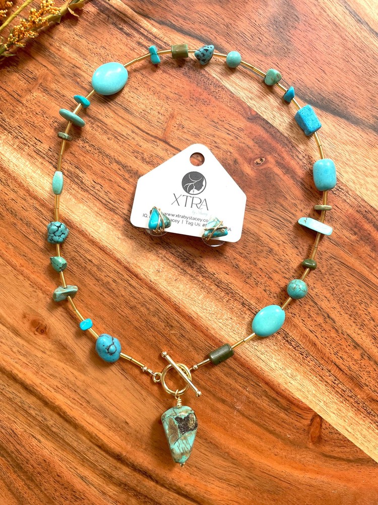 The Cleo Stud - Wire Wrapped Turquoise Jasper Gemstone Stud