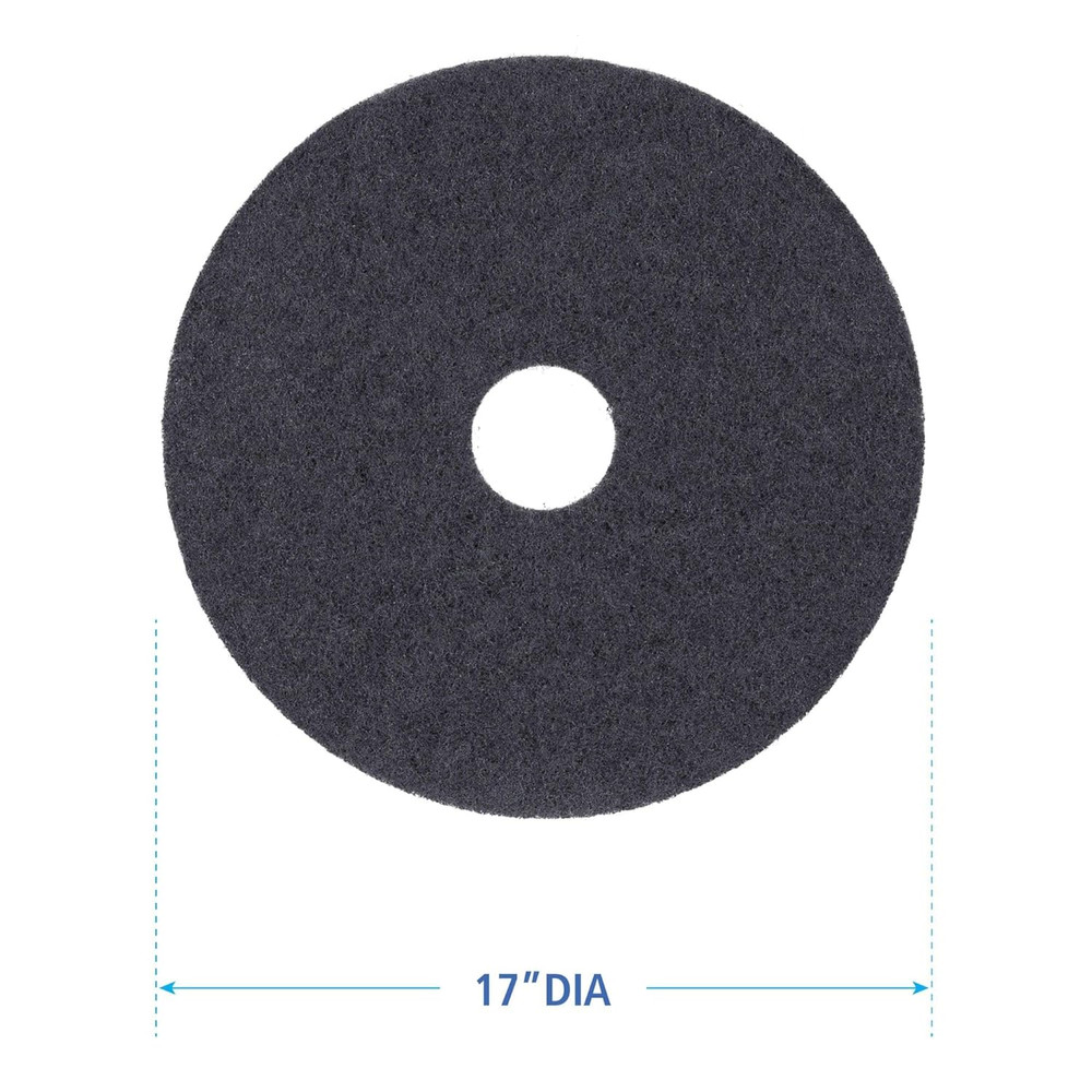 Stripping Floor Pads, 17" Diameter, Black, 5/Carton
