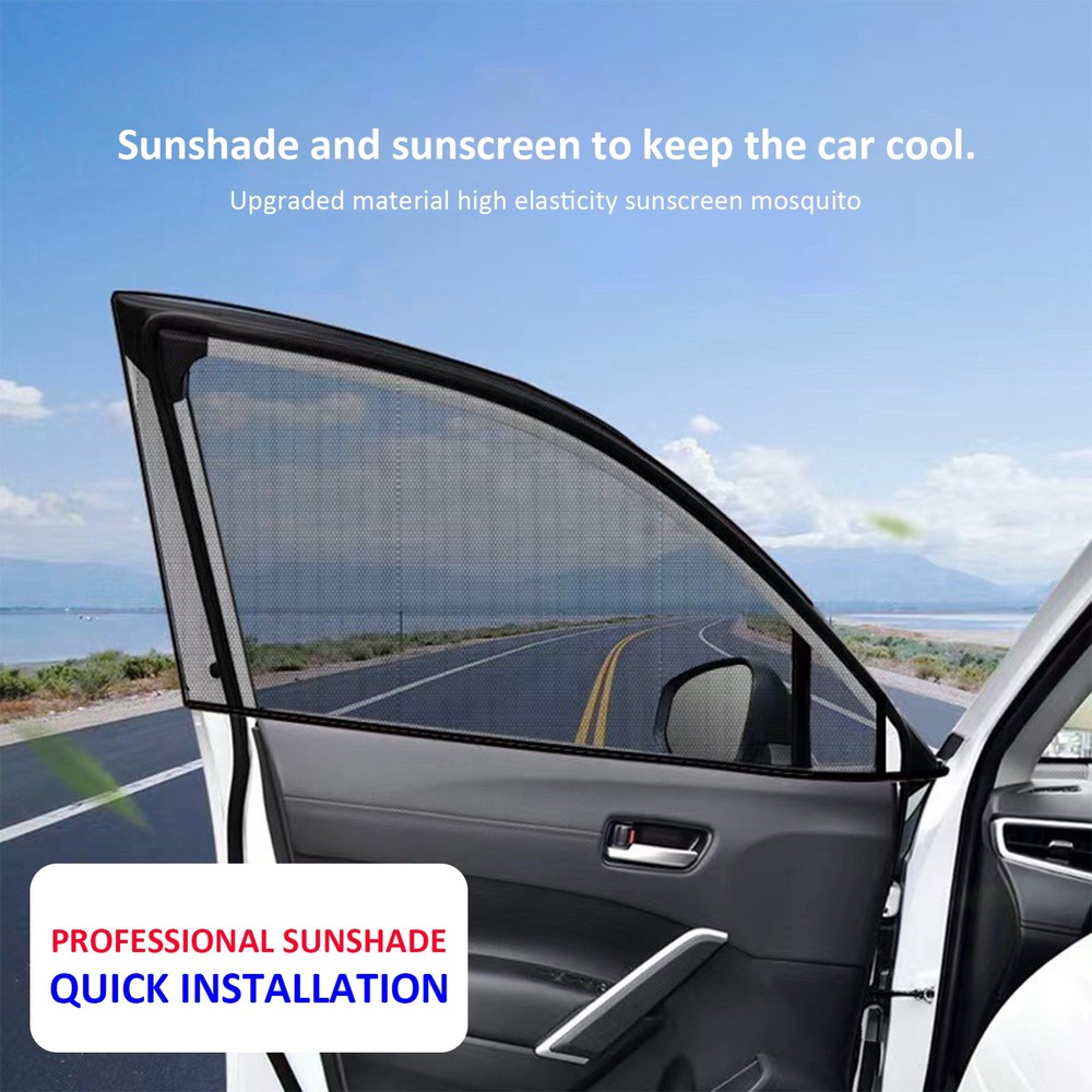 4PCs Universal Car Side Window Sun Shade Sunshade Cover Visor Mesh Screen Shield