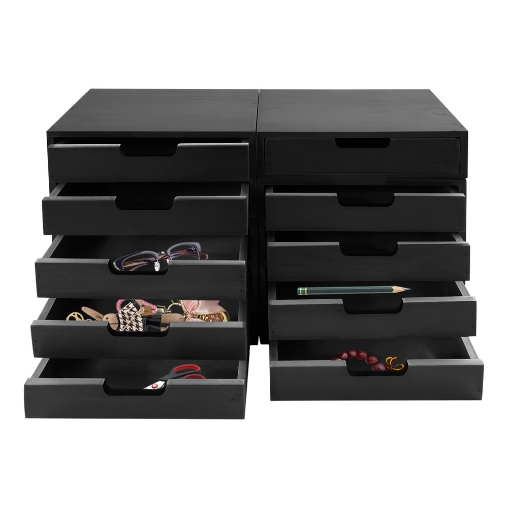 10*Drawers Cabinet Desktop Storage Organizer Desktop Wood Stackable Drawer Rack