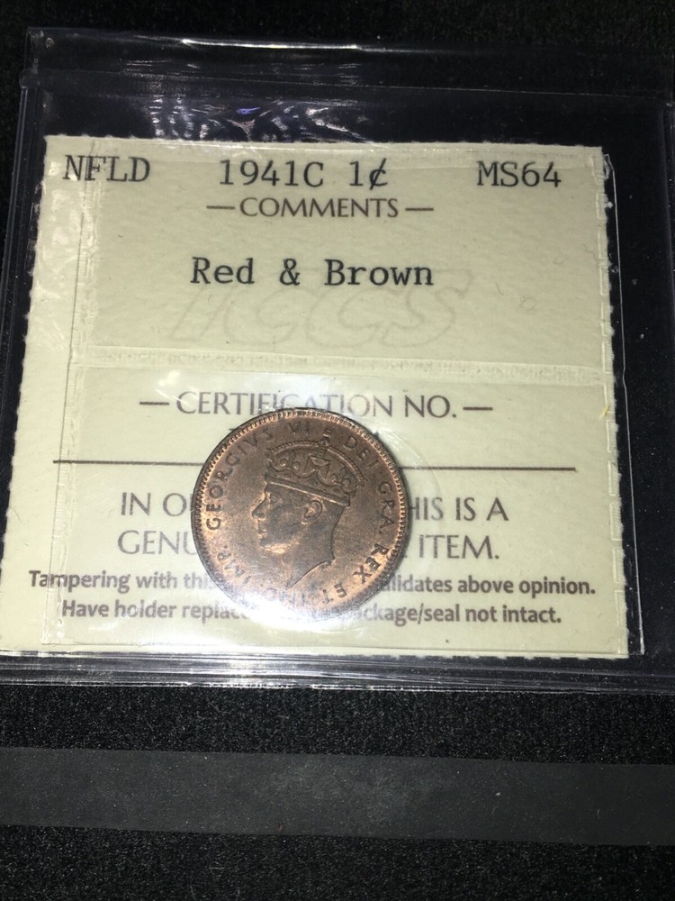 1941c, ICCS Graded, Newfoundland Small One Cent, **MS-64** XFX 784
