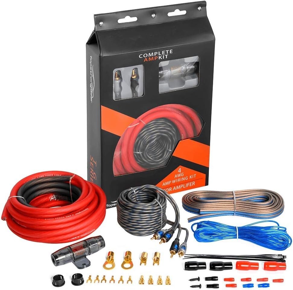 Professional 4 Gauge Amplifier Installation Kit - RCA, Battery & Speaker Cables