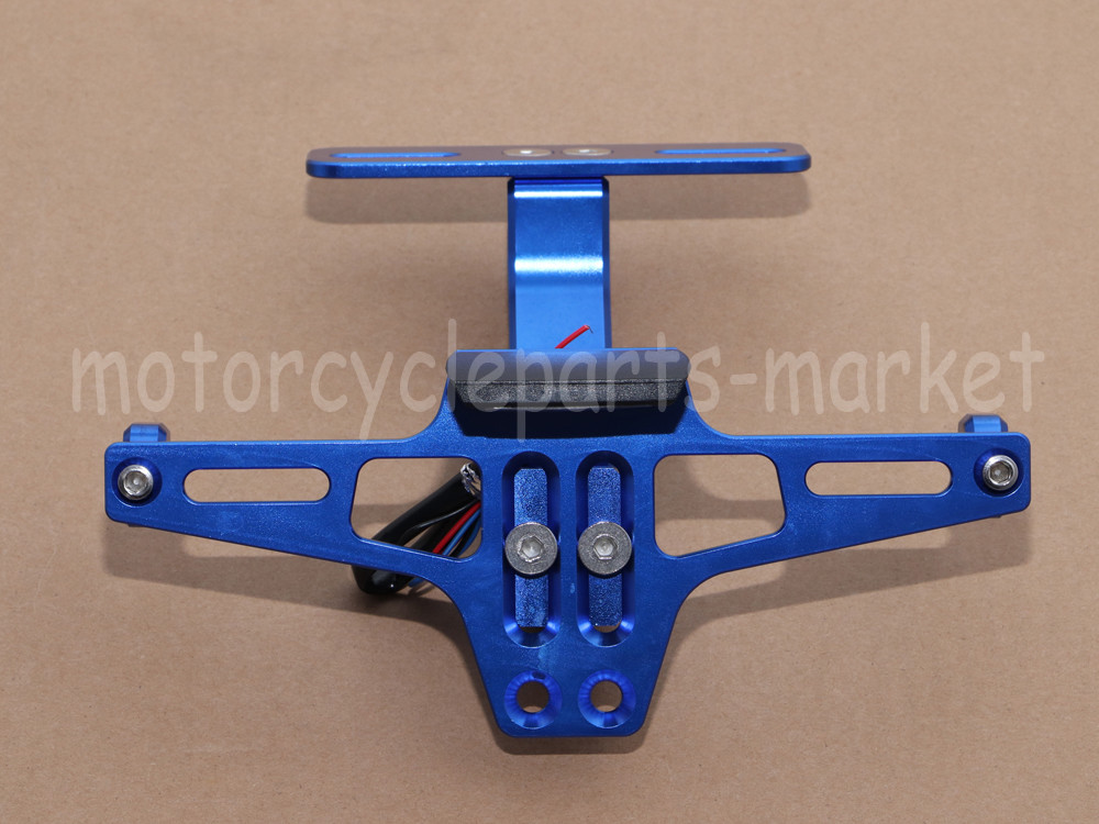 Aluminium Blue Adjustable Folding License Plate Holder Tail Light Mount Bracket