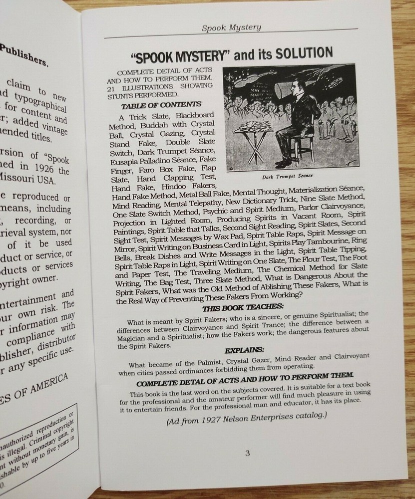 Spook Mystery (Séance methods and psychic secrets)