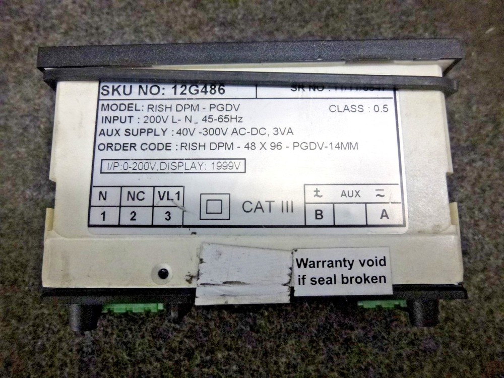 NEW!! DIGITAL PANEL METER, AC VOLTAGE, 0 - 200 VAC, 12G486