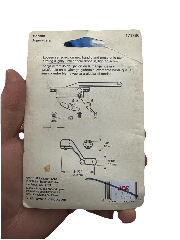 2 Slide-Co 171786 Window Hardware, Universal Handle Clay Gray 3/8"